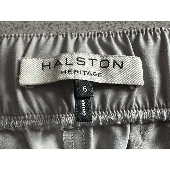 Halston Heritage Sz 6 Straight Leg Paneled Satin Pull On Trousers Elastic Waist‎ - Picture 5 of 8